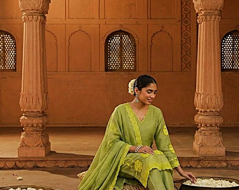 Zayra Olive Elegance -  Embroidered Kurta  pant Set with Dupatta