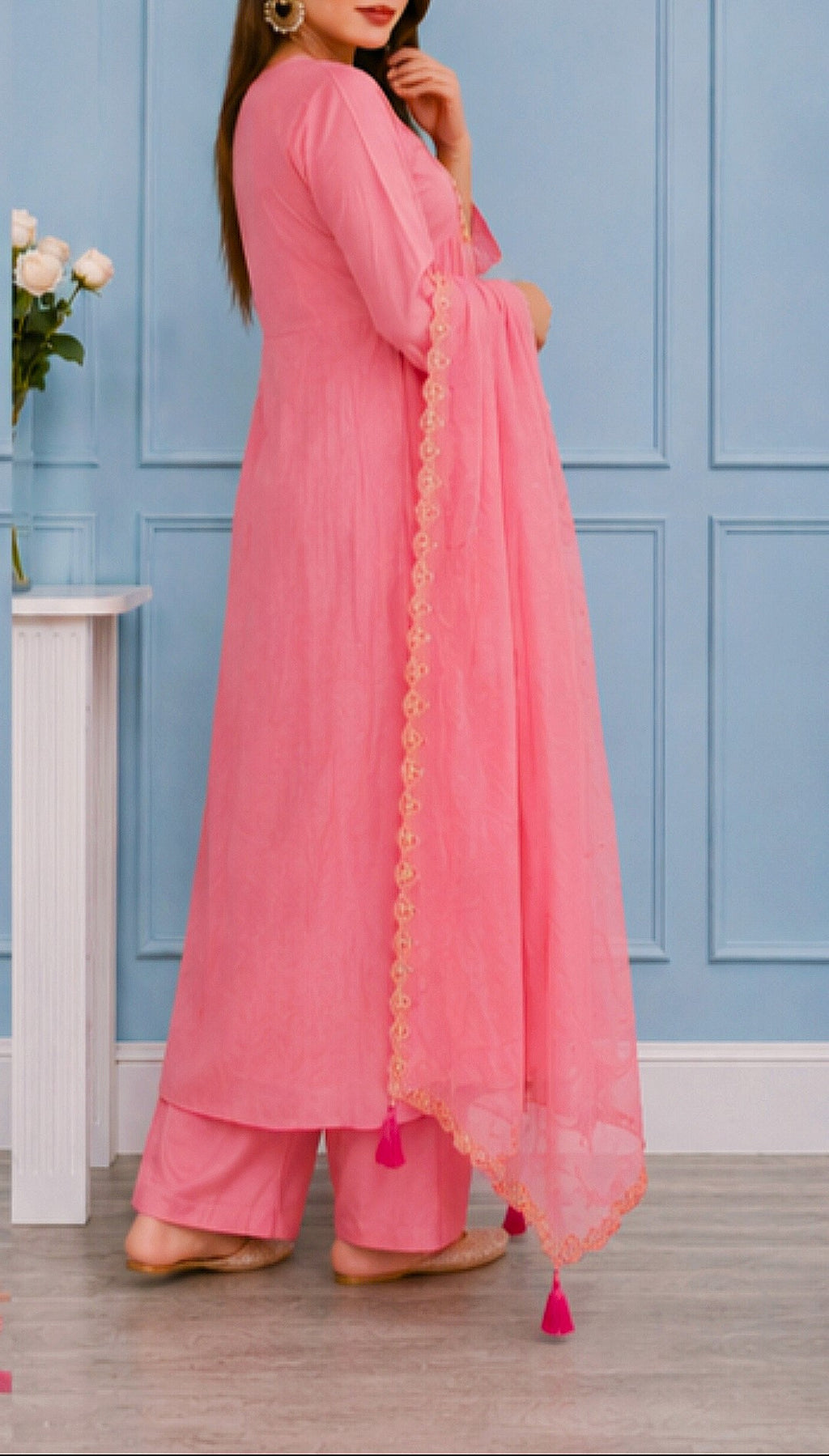Blush Blossom - Anarkali  Kurta  pant Set with Dupatta