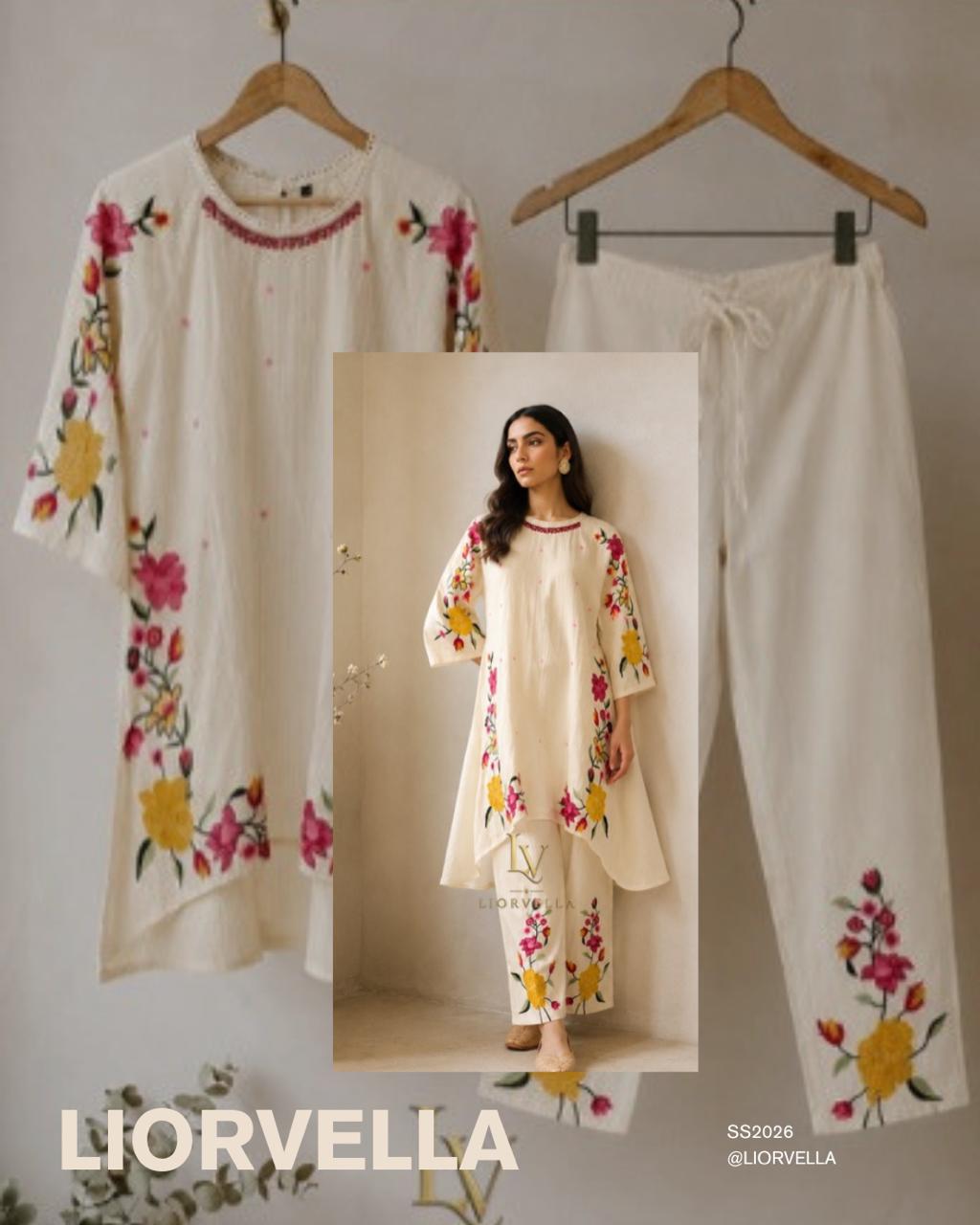 Gulbahar Ivory Floral Embroidered Co-ord  Set