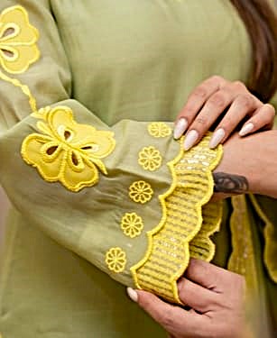 Zayra Olive Elegance -  Embroidered Kurta  pant Set with Dupatta