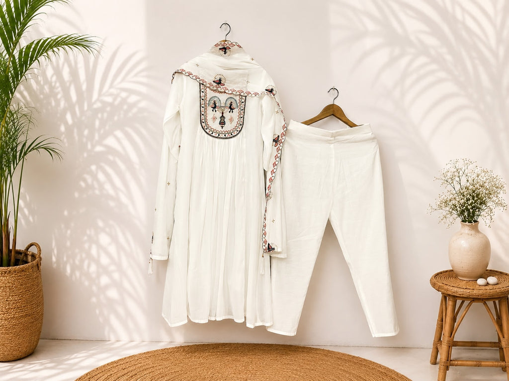 NOOR-E-MOR  Embroidered Kurta  pant Set with Dupatta