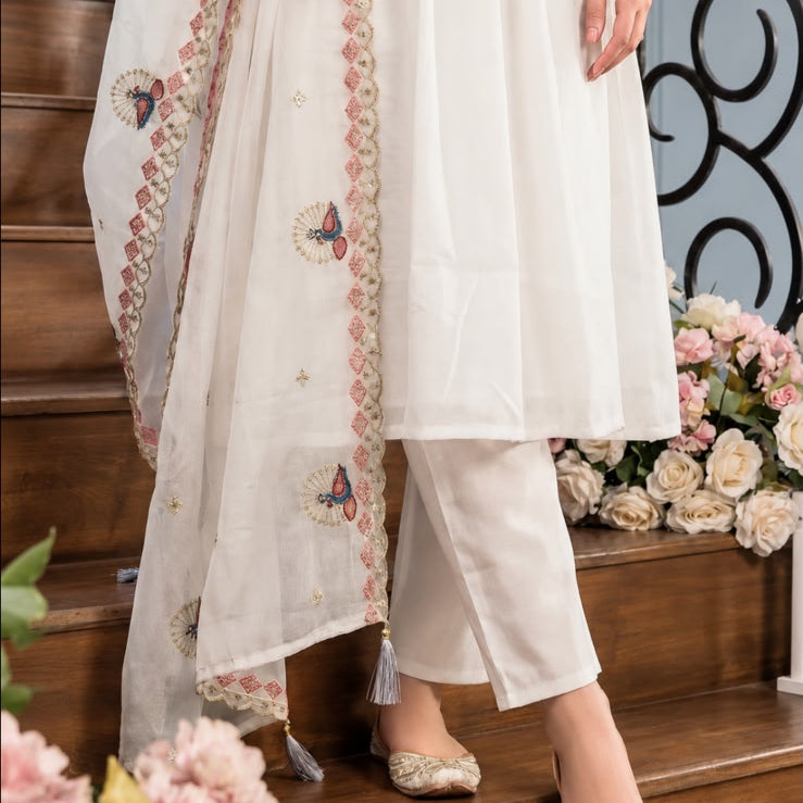 NOOR-E-MOR  Embroidered Kurta  pant Set with Dupatta