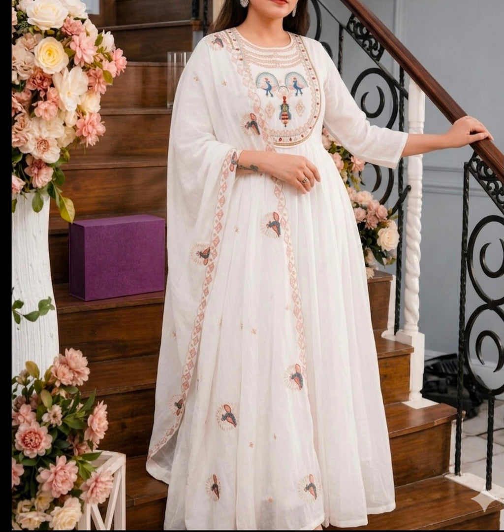 NOOR-E-MOR  Embroidered Kurta  pant Set with Dupatta