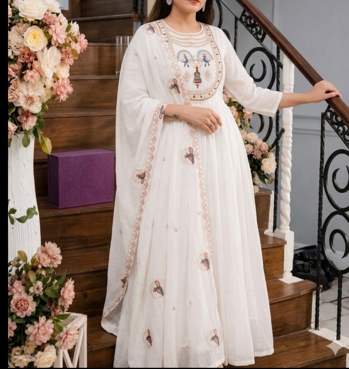 NOOR-E-MOR  Embroidered Kurta  pant Set with Dupatta