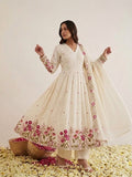 Nazaakat-Ivory-Bloom - Embroidered Mul Cotton Suit Set with Dupatta