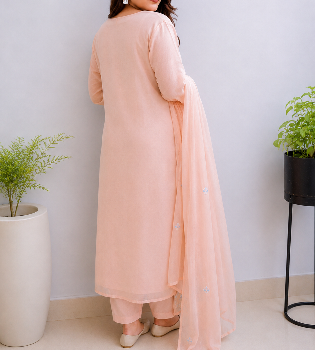 Soft Pastel Elegance  -  Embroidered Kurta  pant Set with Dupatta